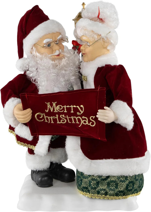 Animated Musical Mr. & Mrs. Claus with Lighted Lamppost, 18 Inch