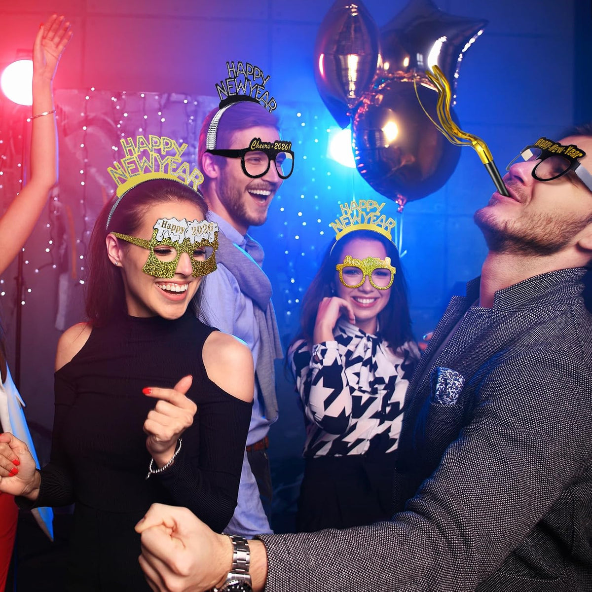 36 Pieces New Years Eve Party Crowns Glasses Blowers 2027