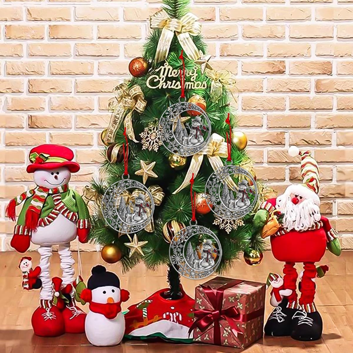 Christmas Ornaments 2026, Snowman Ornaments for Christmas Tree, Metal Snowflake Xmas Ornament, Pretty Cute Holiday Ornament, Vintage Snowman Gift