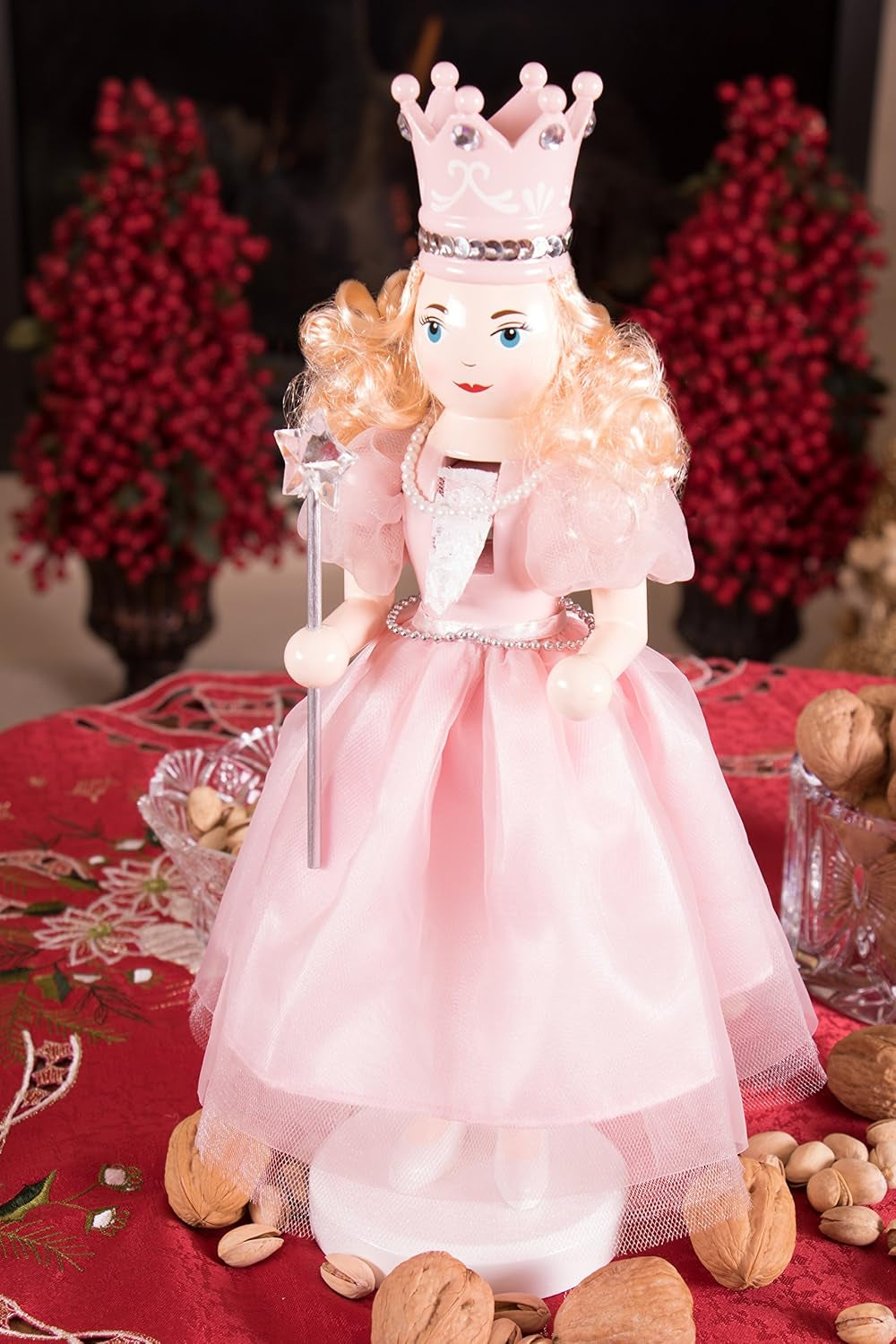 Sugar Plum Fairy 14 Inch Traditional Wooden Nutcracker, Festive Christmas Décor for Shelves and Tables