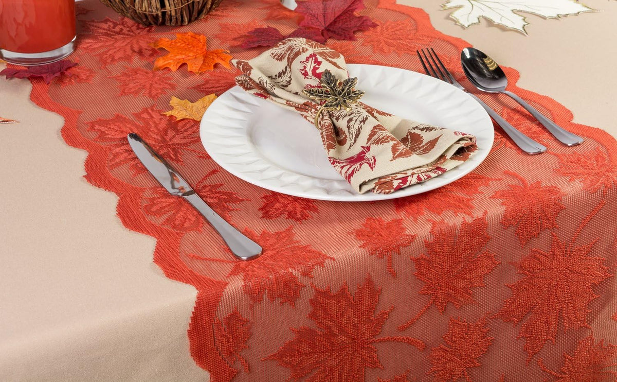 Rustic Autumn Leaves Kitchen Collection Thanksgiving & Fall Table Décor, Napkin Set, 20X20, 6 Piece