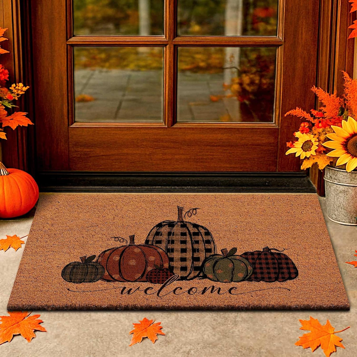 Fall Welcome Coir Doormat with Pumpkins (30 x 17 in)