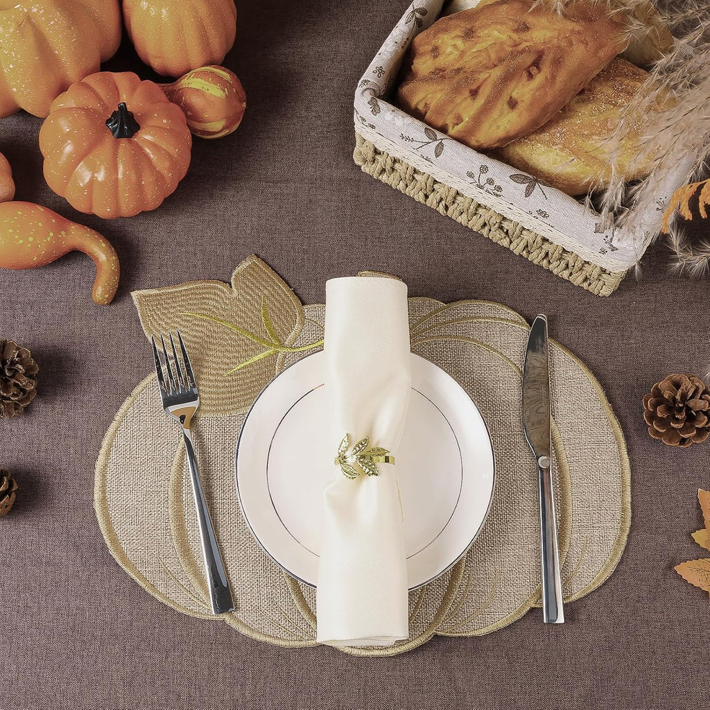 Fall Thanksgiving Pumpkin Placemats Set of 4 Fall Autumn Table Decorations Indoor Farmhouse Harvest Pumpkins Table round Placemats for Party Kitchen Dinning