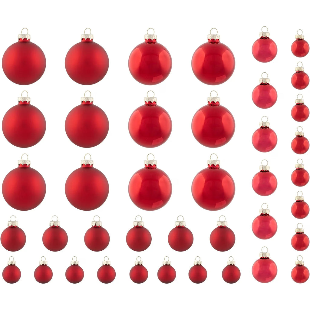 Red Glass Ball Christmas Ornaments, Set of 40