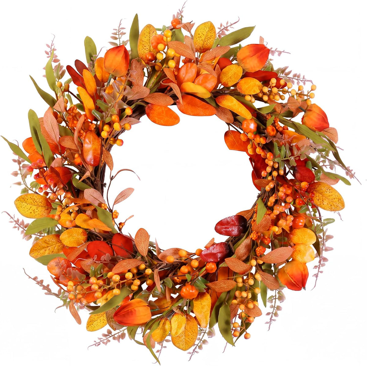 22" Fall Wreath for Front Door Pumpkin Artificial Wall Decor Autumn