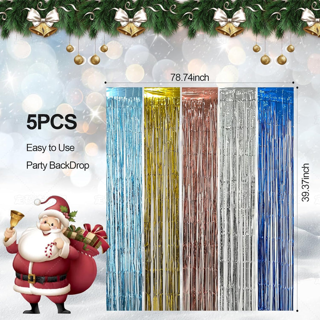 10 Pack Silver Foil Curtain Backdrop Metallic Tinsel Foil Fringe Curtains Photo Booth Props for Birthday Wedding Engagement Bachelorette Christmas Holiday Celebration Party Decorations Supplies
