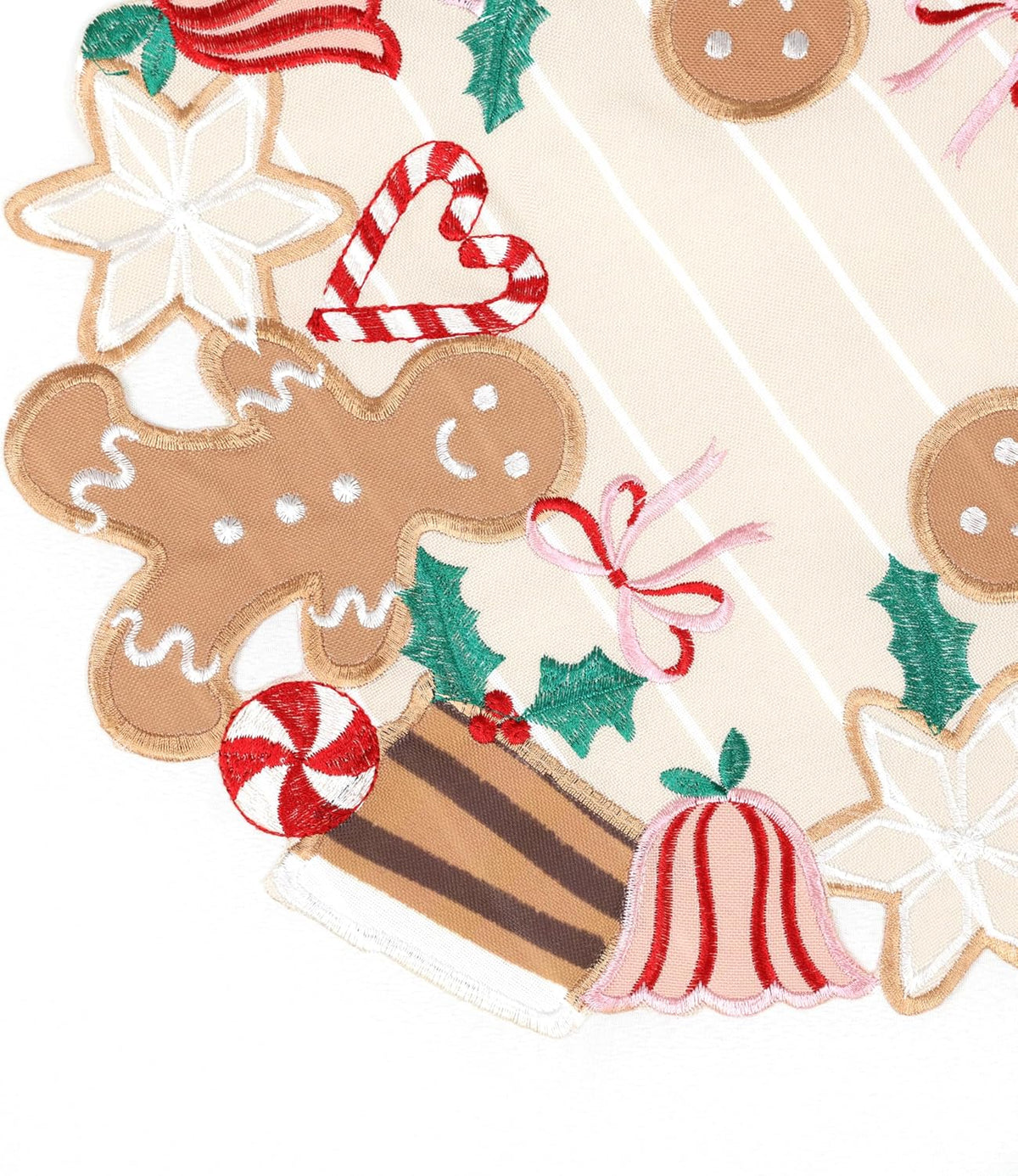 Gingerbread Table Runner Christmas Decorations Candy Cane 36 Inches Long