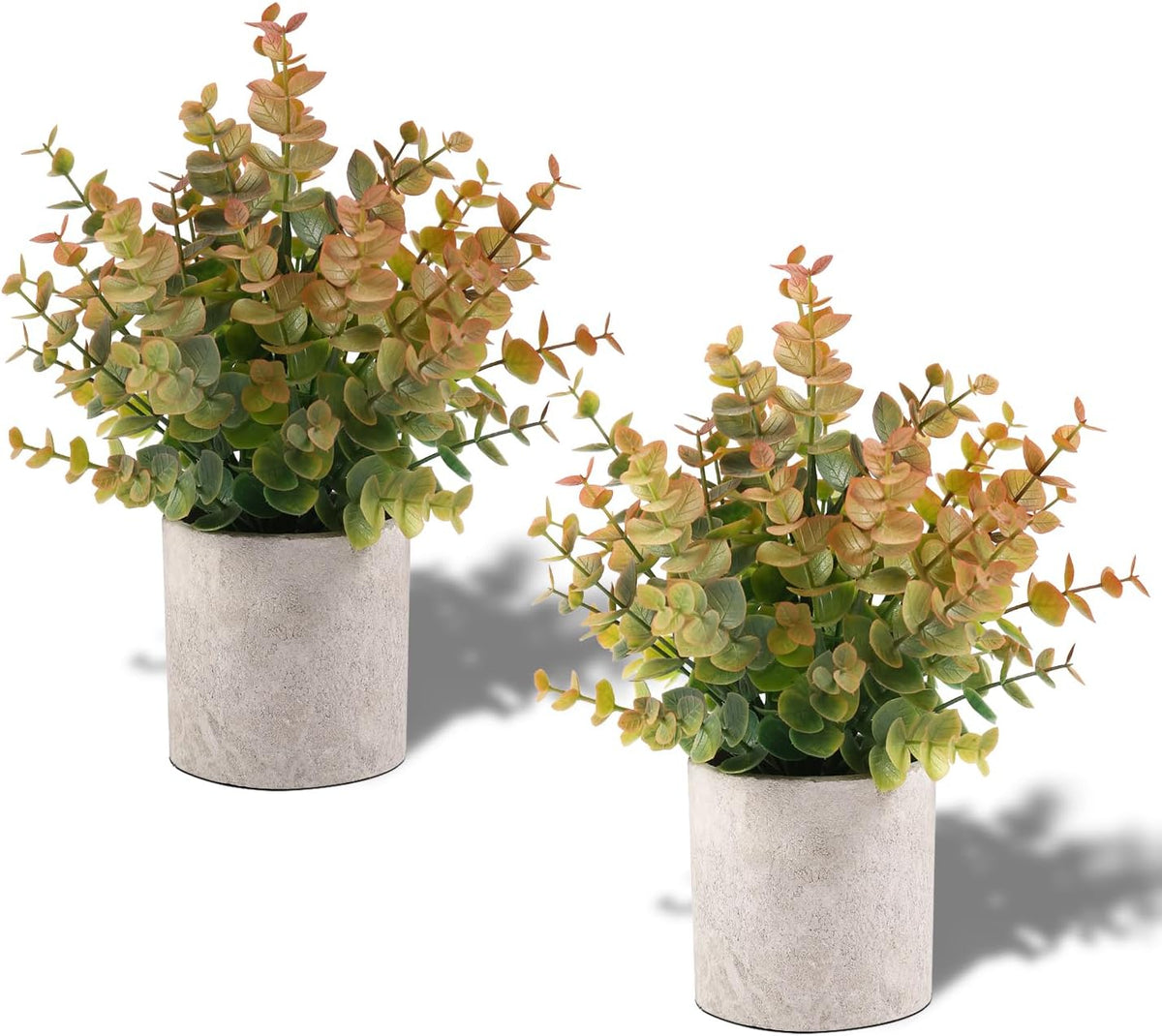 Small Potted Faux Eucalyptus Plants, Yellow (2-Pack)