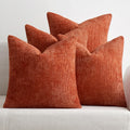 Burnt Orange Chenille Pillow Covers, 16 x 16 in (Set of 4)