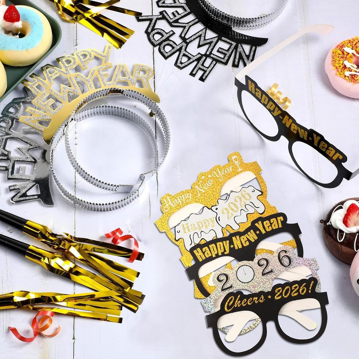 36 Pieces New Years Eve Party Crowns Glasses Blowers 2027