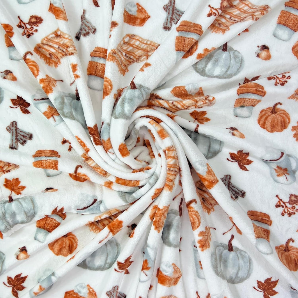 Fall Soft Fleece Throw Blanket, Pumpkin Spice Design, 50X70, Oversized