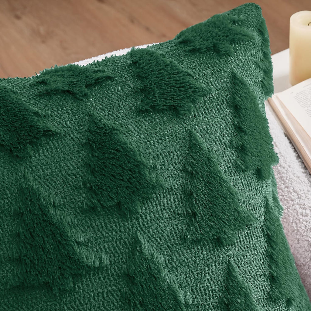 Christmas Throw Pillow Covers Dark Green Set of 2 18X18