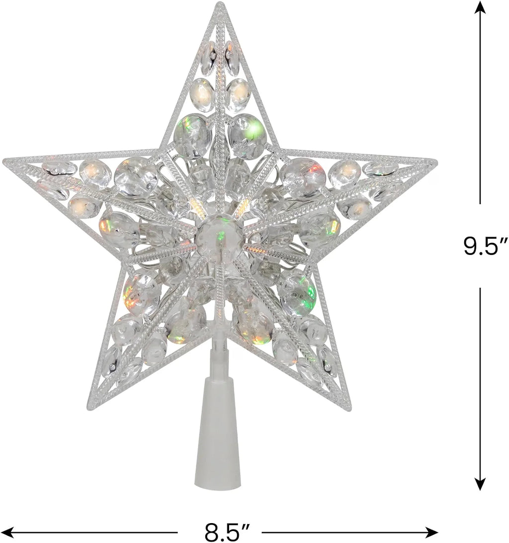 LED Lighted Color Changing Jeweled Star Christmas Tree Topper - 9.5"