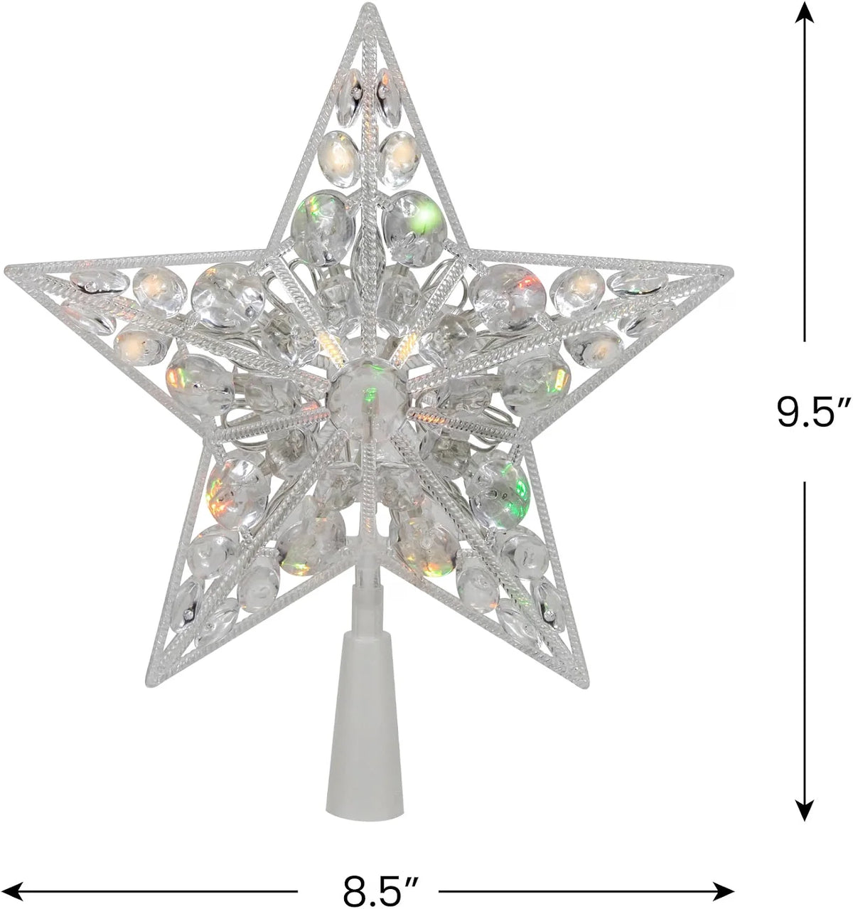 LED Lighted Color Changing Jeweled Star Christmas Tree Topper - 9.5"