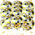 Gold & Black Disco Ball Foil Balloons, 22 Inch, Pack of 12