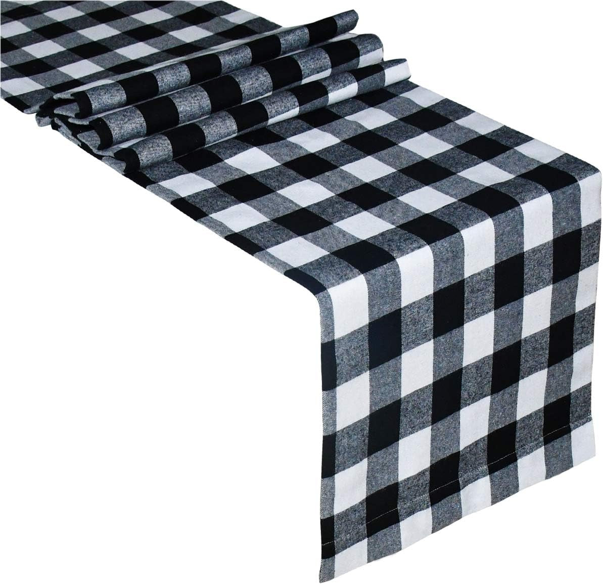 Black and White Buffalo Check Cotton Table Runner (14 x 72 in)