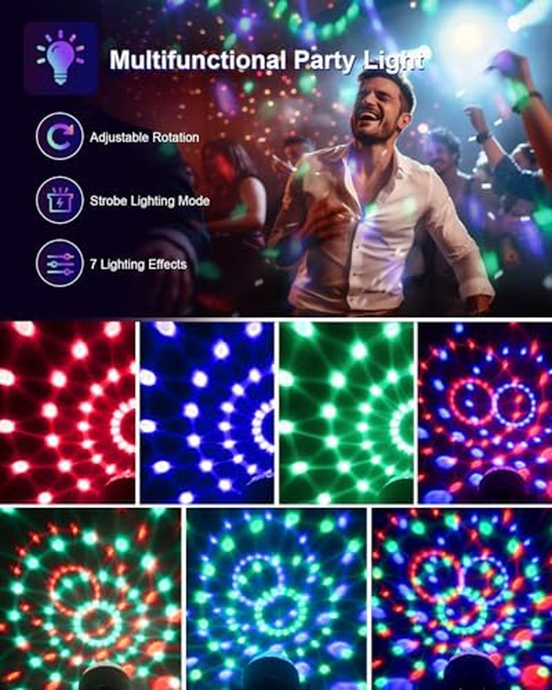 Activated Party Lights with Remote DJ Lighting, Disco Ball Strobe Stage Light for Home Room Dance Parties Birthday Karaoke Stocking Stuffers New Years Eve Halloween Christmas Decorations