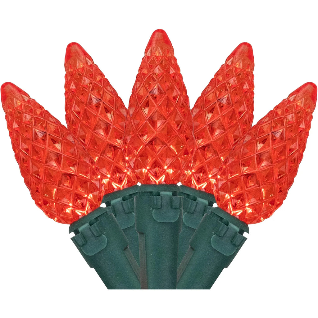 Red LED Faceted C6 Christmas Lights, 70 Count, 23 ft