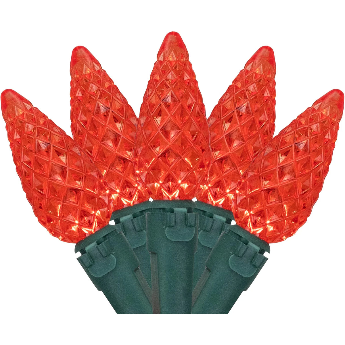 Red LED Faceted C6 Christmas Lights, 70 Count, 23 ft
