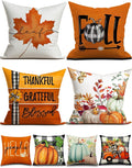 Double-Sided Fall Pillow Covers, 18 x 18 in (Set of 4)