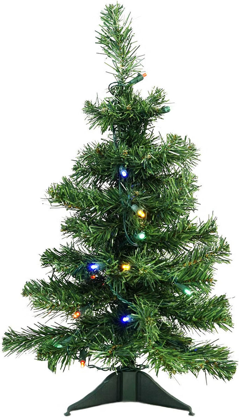 Pre-Lit Tabletop Christmas Tree, 2 ft, Multicolor LED Lights