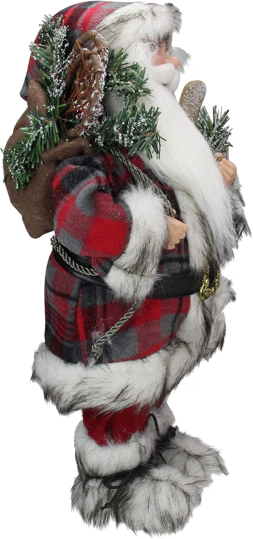16" Alpine Chic Standing Santa Claus with Snowshoes and Skis Christmas Figure