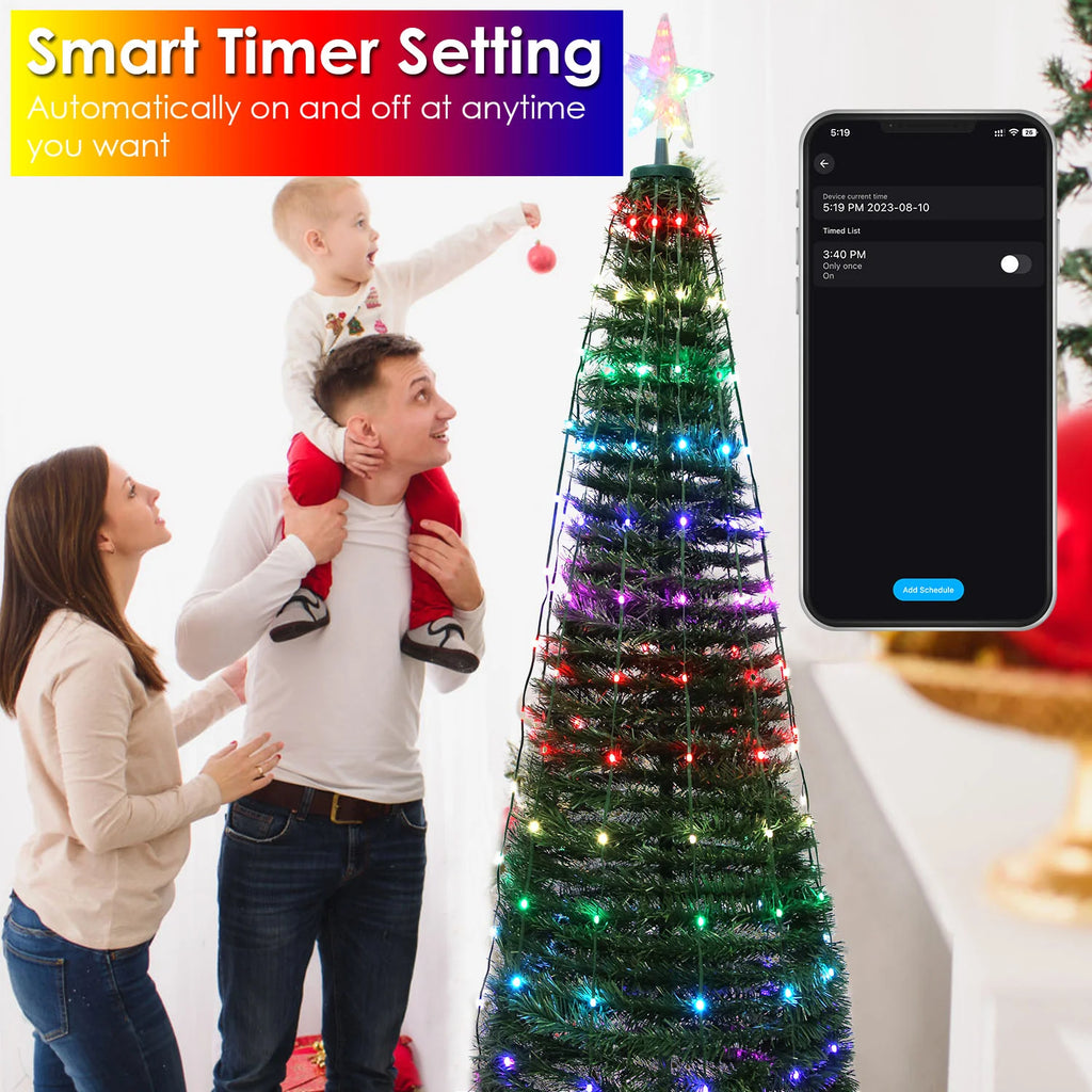 Collapsible Lighted Christmas Tree with Remote & App Control