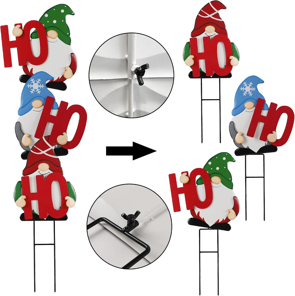 Outdoor Christmas Decorations Gnomes Yard Stakes, Set of 3